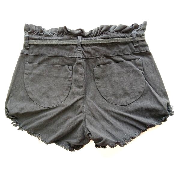 Dance & Marvel Distressed Paperbag Shorts S black shoestring belt mid rise - Picture 4 of 13